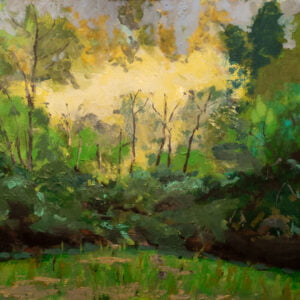 Forest Interior 5, oil on canvas on panel by Robert Gamblin