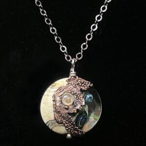 Yellowish White and Clear Glass Pendant by Carli Schultz