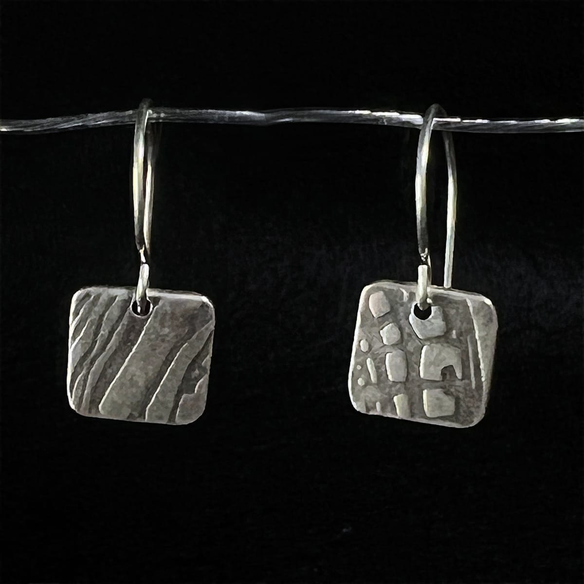 Square Sterling Silver Fishhook Earrings by Carli Schultz