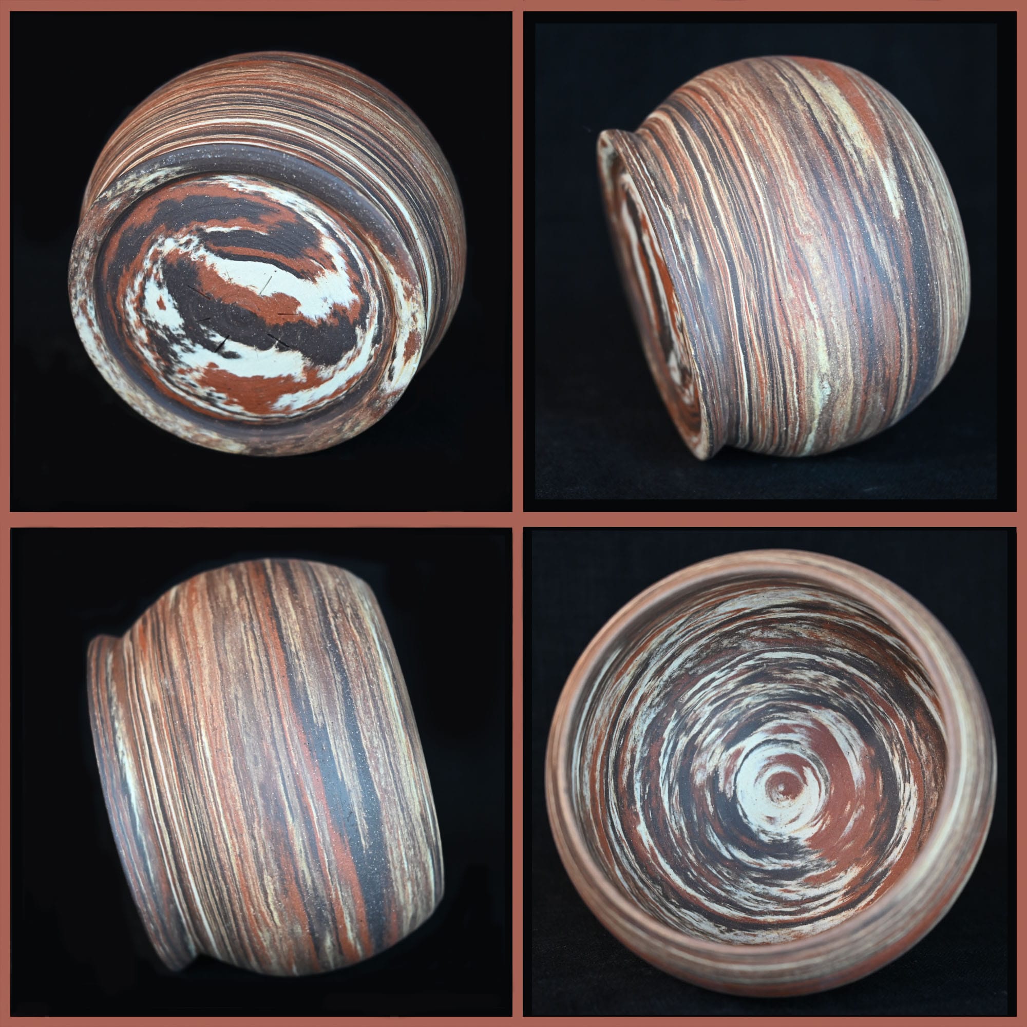 Medium Unglazed Marbled Clay Planter by Mikalah Ball