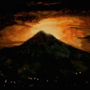 Equinox Moonrise Oil Painting on canvas on panel by Robert Gamblin