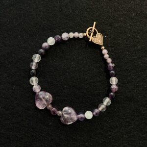 Purple Flourite Hearts Bracelet by Denise Hershey