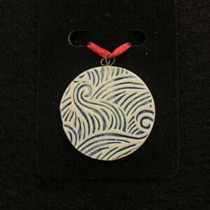 White and Blue Ceramic Pendant by Mikalah Ball
