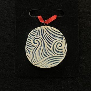 White Ceramic Pendant with Deep Blue Glaze by Mikalah Ball