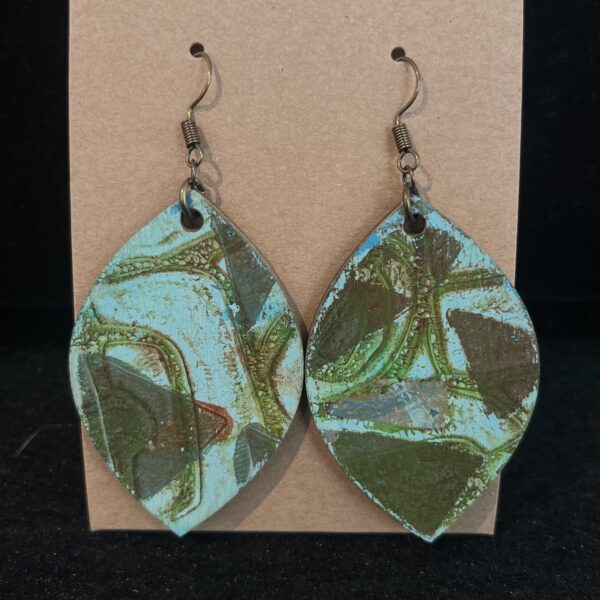 Wooden Leaf-Shaped Earrings by Sue Gosselin